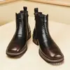Botas Martin de hombre estilo británico con cremallera lateral, botines casuales de negocios, botas de cuero con estampado de piel de serpiente, botines Chelsea de tacón bajo para hombre