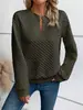 Moletom Casual Feminino 2025 Outono e Inverno Nova Cor Lisa Gola V Profunda Costura Manga Longa