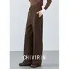 Calça Casual Retro Tendência deste Ano em Café Baunilha, Calça Reta Solta para Mulheres, Novo Estilo Outono e Inverno 2026, Calça de Barra Larga com Caimento