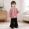 Conjunto de Dos Piezas de Suéter para Niña Tejido 2022 Otoño/Invierno Nuevo Cardigan Abrigo de Espiga Conjunto de Suéter de Lana