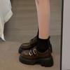 Zapatos de Cuero de Suela Gruesa con Doble Hebilla, Estilo Elegante Francés Primavera 2024, Combinados con Faldas, Tacones Altos Antideslizantes Mary Jane