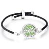 Pulsera de cuero trenzado negro de moda para muñeca, difusor de aceites esenciales de aromaterapia de acero inoxidable, cartucho, ajustable, mano de mujer