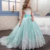 Vestidos Infantis Mais Vendidos no Exterior para Idades de 2 a 14 Anos, Vestidos de Princesa em Estoque para Crianças Maiores, Vestidos Infantis de Renda em Blocos de Cor