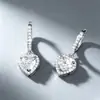 Brincos de Coração em Prata Esterlina S925 Europeus Mais Vendidos com Pavé Completo de Moissanita Joia para Orelha Moda Luxo Leve Conjunto de Colar de Moissanita