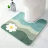 Alfombra de suelo antideslizante absorbente con lazo para uso doméstico, alfombrilla de pie en forma de U engrosada con mechones para baño y inodoro