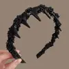 Diadema Negra de Corona Alta Dentada para Mujer 2025 Nuevo Estilo para Uso Diario Pasador Goma para el Cabello Accesorios para el Cabello para Lavarse la Cara