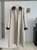KEKEZOON 2026 Otoño Nuevo Estilo Coreano Moda Solapa Patchwork Impermeable Abrigo Versátil Largo 9088