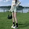Shorts de Mezclilla Azules Retro de Cintura Alta para Mujer Verano 2025 Nuevos Sueltos Adelgazantes Finos de Pierna Ancha de Línea A Hot Pants