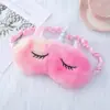 Máscara de Olho de Pelúcia Bordada com Pelo de Coelho Fofo Transfronteiriça, Máscara de Olho Bloqueadora de Luz para Dormir com Orelhas de Unicórnio, Em Estoque