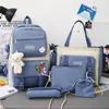 Mochila Nueva de Lona Estilo Coreano Harajuku Gran Capacidad Cinco Piezas Morral Estudiante Universitario Traje Venta al por Mayor Personalizado