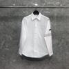 TIME BREATHE tb camisa primavera e verão New Left Sleeve onda baleia bordada casual branco manga comprida camisa