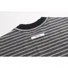 Cjsd Nueva Camiseta de Verano Estilo Universitario de Manga Corta con Rayas para Hombres y Mujeres Marca de Moda Holgada Retro Camiseta Básica 1540