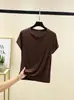Camiseta de Verano Nueva de Modal con Mangas Cortas Raglán para Mujer, Top Delgado Casual Holgado para Casa