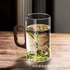 Xícaras de Chá de Vidro Personalizadas para Venda por Atacado com Alças, Xícaras de Chá Verde para Uso Doméstico, Copos de Vidro Resistentes ao Calor, Xícaras Sonhadoras Estilo Chinês com Alça de Madeira, Copos de Vidro