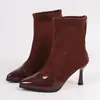 Botas Delgadas de Punta Aguda Estilo Nuevo Invierno 2026 para Mujer, de Gama Alta y Elegantes, Botas de Moda Versátiles de Caña Corta con Punta Aguda para Mujer