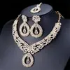4 px Exagerado Traje de Collar y Pendientes de Aleación con Pedrería Europeo y Americano para Damas Accesorios de Lujo de Cristal para Banquete Boda