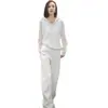 Celebridad de Internet Conjunto Elegante Casual de Primavera y Otoño Nuevo Color Sólido Estilo Simple Dulce Fresco Manga Larga Sudadera Conjunto de Dos Piezas Ropa para Mujer