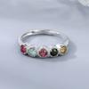 Anillo de Turmalina Natural Aprobado por Fábrica con Color Fuego Chispeante, Plata 925 Incrustada con Fila de Flores Cruzadas de Turmalina Anillo Vivo Joyería