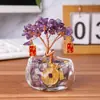 Árbol de la Fortuna de Cristal Natural Base de Grava de Cristal de Colores Cornucopia Decoración para Escritorio de Oficina en Casa Adornos