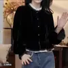 2025 Outono e Inverno Spliced Ruffled Elegante de Manga Longa Versátil Slim Camisa Moda Pequeno Cheiro Trançado Jaqueta Preto
