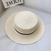 Fabricante Chapéu de Palha Infantil Estilo Coreano Fashion e Versátil Chapéu de Palha Listrado de Copa Plana para Passeio Chapéu de Sol para Bebê