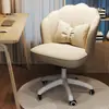 Silla de ruedas con pétalos silla giratoria para computadora con polea dormitorio de niñas silla de computadora de franela silla cómoda para maquillaje