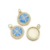 Artículos Populares Transfronterizos: Colgante Redondo Cruzado Chapado en Oro Cobre Ópalo Imitación Colección, Zirconia Microincrustada Accesorios para Collares DIY