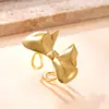 Anillo Popular Transfronterizo para Mujer, Anillo de Acero Inoxidable con Baño de Oro de 18 Quilates Moderno y de Alta Gama, Anillo de Acero de Titanio con Lazo Prensado en Aceite
