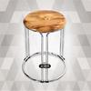 Taburete Redondo de Plástico Grueso Antideslizante de Roble para Hogar Silla de Comedor Simple Moderna Comercial Portavelas Simple de Hierro