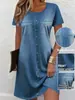 Novo vestido europeu e americano transfronteiriço de gola redonda e manga curta, vestido feminino de comércio exterior com elementos de estampa indiana, poliéster 6