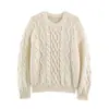 Suéter de punto grueso de color liso con cuello redondo, venta al por mayor transfronteriza para mujer, nuevo estilo suelto y casual para otoño e invierno, top de punto