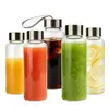 Copo de Vidro para Cold Brew com Tampa de Aço Inoxidável Garrafa de Vidro de Borosilicato Alto Garrafa Esportiva de Viagem Portátil para Suco Leite Chá Garrafa de Água Transparente