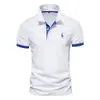 Roupas Masculinas Cervo Masculino Malha Bordado Transfronteiriço Atacado Camisa Polo Manga Curta Gola Lapela Branca