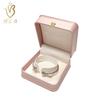 Caja de Pulsera de Cuero PU Color Champaña, Caja de Joyería con Colgante de Anillo de Diamante para Collar, Caja de Empaque para Pulseras con Patrón Estrellado