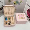 Joyero con letras creativas, portátil, estilo ins, para viajes, anillos, pendientes, collares, pendientes, caja de almacenamiento de joyas para las orejas