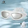 Gafas de Natación Transparentes con Marco Grande Electroplateado para Adultos Gafas de Buceo Impermeables Antivaho de Alta Definición Gafas de Buceo 9100