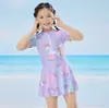 Tecido de Poliéster Roupa de Banho Infantil Moda Meninas Princesa Fofa Confortável Roupa de Banho para Crianças de Meia-idade e Grandes Roupa de Banho de Verão para Praia