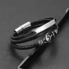 Estilo Punk Pulsera de Cuero con Ancla de Acero Inoxidable Cuero Trenzado Multicapa Joyería Personalizada Pulsera de Acero de Titanio Joyería de Moda