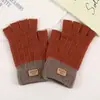 Guantes de Punto de Lana de Alpaca para Mujer, Lindos, Forrados de Felpa, Engrosados, Compatibles con Pantalla Táctil, Sin Dedos, para Estudiantes, Escribir, Oficina, Otoño e Invierno