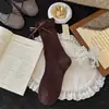 Calcetines para mujer YOUJIAXIU, estilo Dongdaemun, calcetines apilados con lazo de cinta, versión coreana ins calcetines de media pantorrilla con volantes