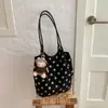 Bolso tote vintage de gamuza con lunares estilo coreano para mujer, nueva moda 2026, gran capacidad, para ir al trabajo, de hombro, debajo del brazo