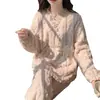 Pijama de Terciopelo Coral para Mujer Dos Piezas Invierno Engrosado Forro Polar Estilo Princesa Linda Nuevo 2024 Ropa de Casa de Franela