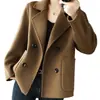 Elegante abrigo de lana otoño e invierno para personas petite, moderno modelo nuevo 2026, versátil para ir al trabajo, corte holgado con botones de doble botonadura y bolsillos