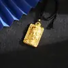 Colar Corda Preta com Pingente Quadrado Meio Rosto de Buda Ksitigarbha Dourado Areia Vietnamita Estilo Chinês Tendência Produto Quente de Venda para Live-Stream Fonte