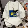 2026 Novo Estilo de Verão Divertido Estampa de Desenho Animado Camiseta de Manga Curta, Estilo Casual Preguiçoso Vintage Versátil Moda Top