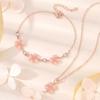 Pulsera Transfronteriza de Trébol de Cuatro Hojas Ojo de Gato Diamante Rosa Flor Colgante Collar Joyería de Moda para Niña Set Flor de Durazno Rosa