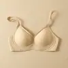 Pedido de Comércio Exterior Waffle Japonês Veludo Franzido Sutiã Sem Aro, Bojo Fixo Fino, Lingerie Sem Costura