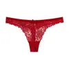 Nova calcinha feminina sexy europeia e americana de renda cintura baixa vazada transparente tentação calça T forro de algodão lingerie feminina