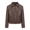 26 Chaqueta de Cuero para Mujer Nueva Otoño/Invierno, Manga Larga, Abrigo Delgado Talla Europea, Chaqueta con Cremallera Casual de Moda, Ropa de Mujer Transfronteriza 118