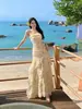 Vestido Estampado con Volantes Estilo Francés para la Costa, Romántico, Cálido, Hermoso, Lujoso, Vestido Sirena de Playa para Vacaciones